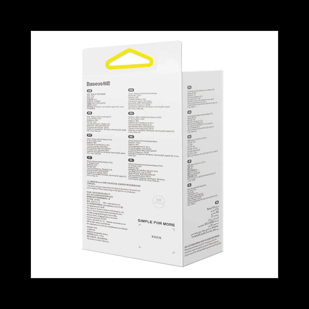 Baseus F01A Bezdrátová myš 2.4G 1600DPI (šedá) - 10