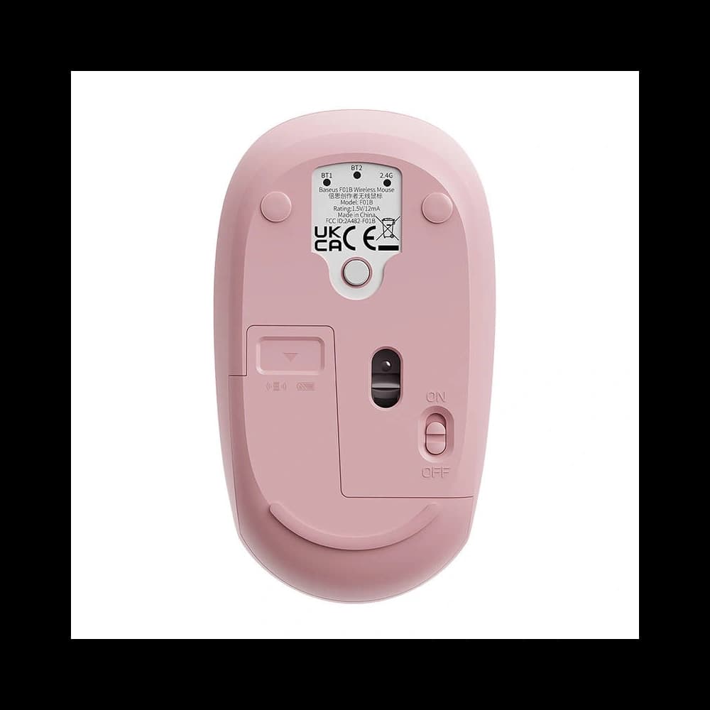 Baseus F01B Tri-Mode Bezdrátová myš 2.4G BT 5.0 1600 DPI (růžová) - 3
