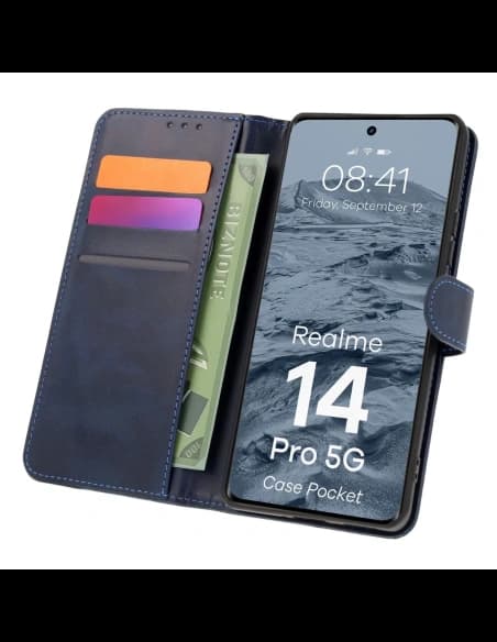 BIZON tok zsebes Realme 14 Pro 5G sötétkék