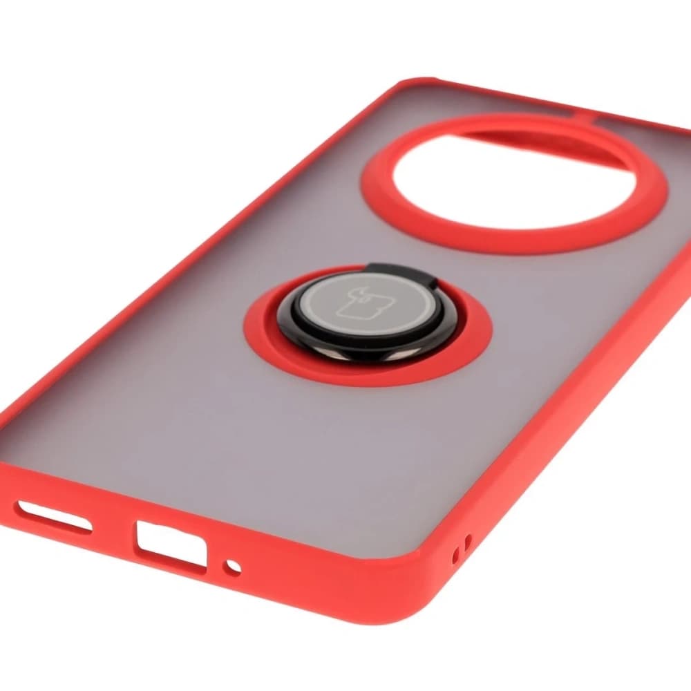 Bizon Case Hybrid Gyűrű Realme 14 Pro 5G füstös piros kerettel - 5