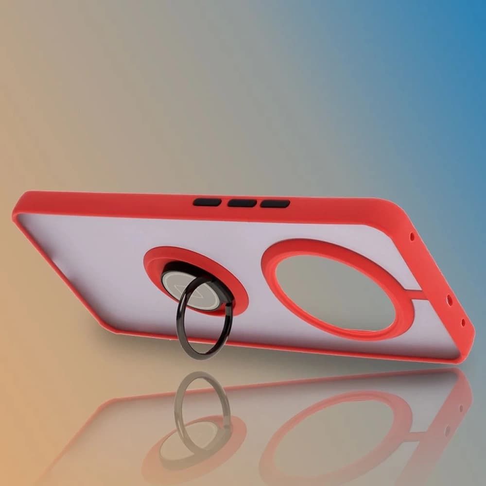 Bizon Case Hybrid Gyűrű Realme 14 Pro 5G füstös piros kerettel - 6