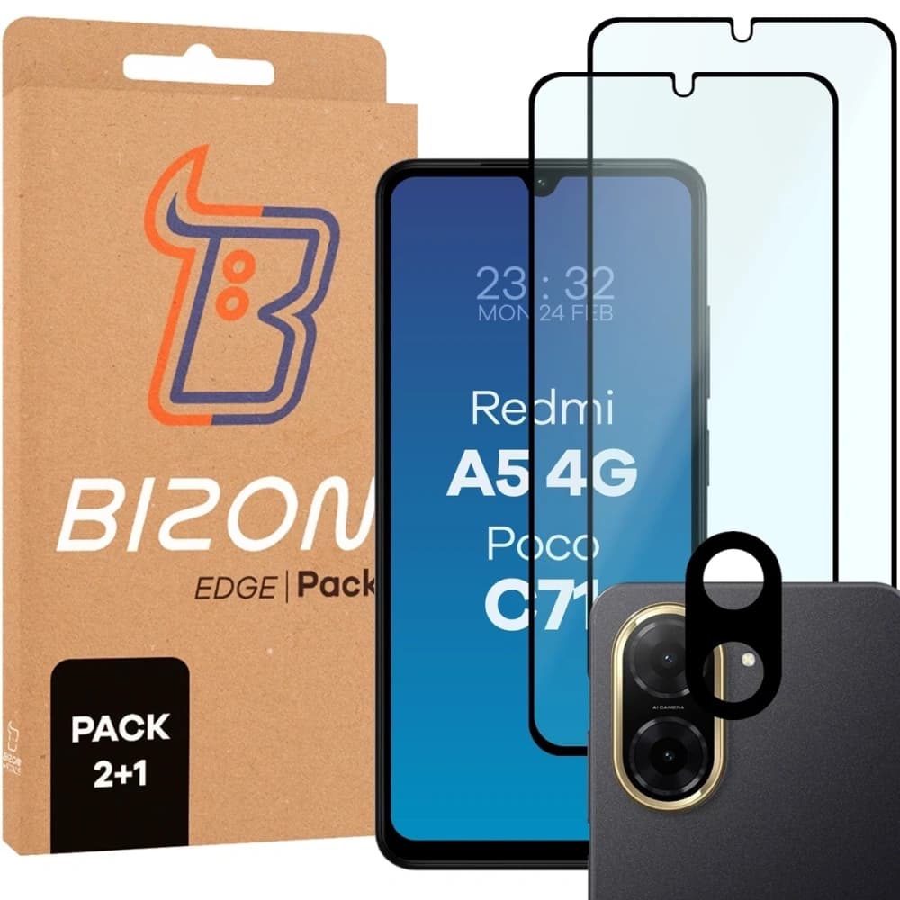Bizon Edge 2 Pack 2x tempered glass + lens protection Xiaomi Redmi A5 4G / POCO C71 4G - 1