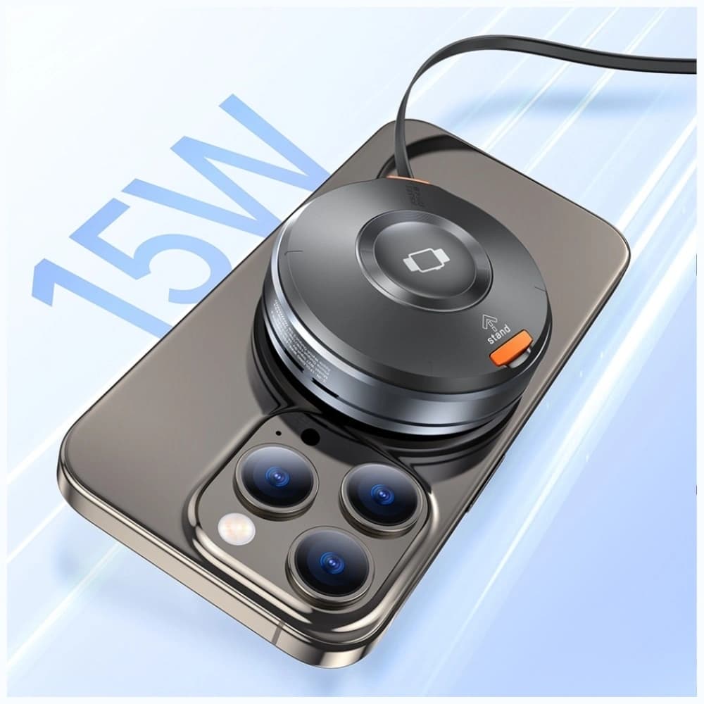 AWEI W27 15W 3-in-1 Încărcător Inducție MagSafe pentru telefon, ceas cu cablu USB-C de Încărcare Rapidă negru - 4