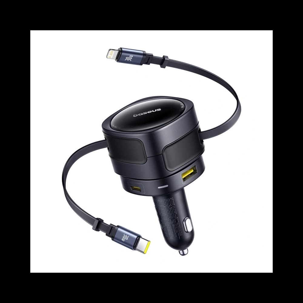 Încărcător auto Baseus Enjoyment Max USB-A, USB-C cu cabluri USB-C, Lightning 90W Negru - 1