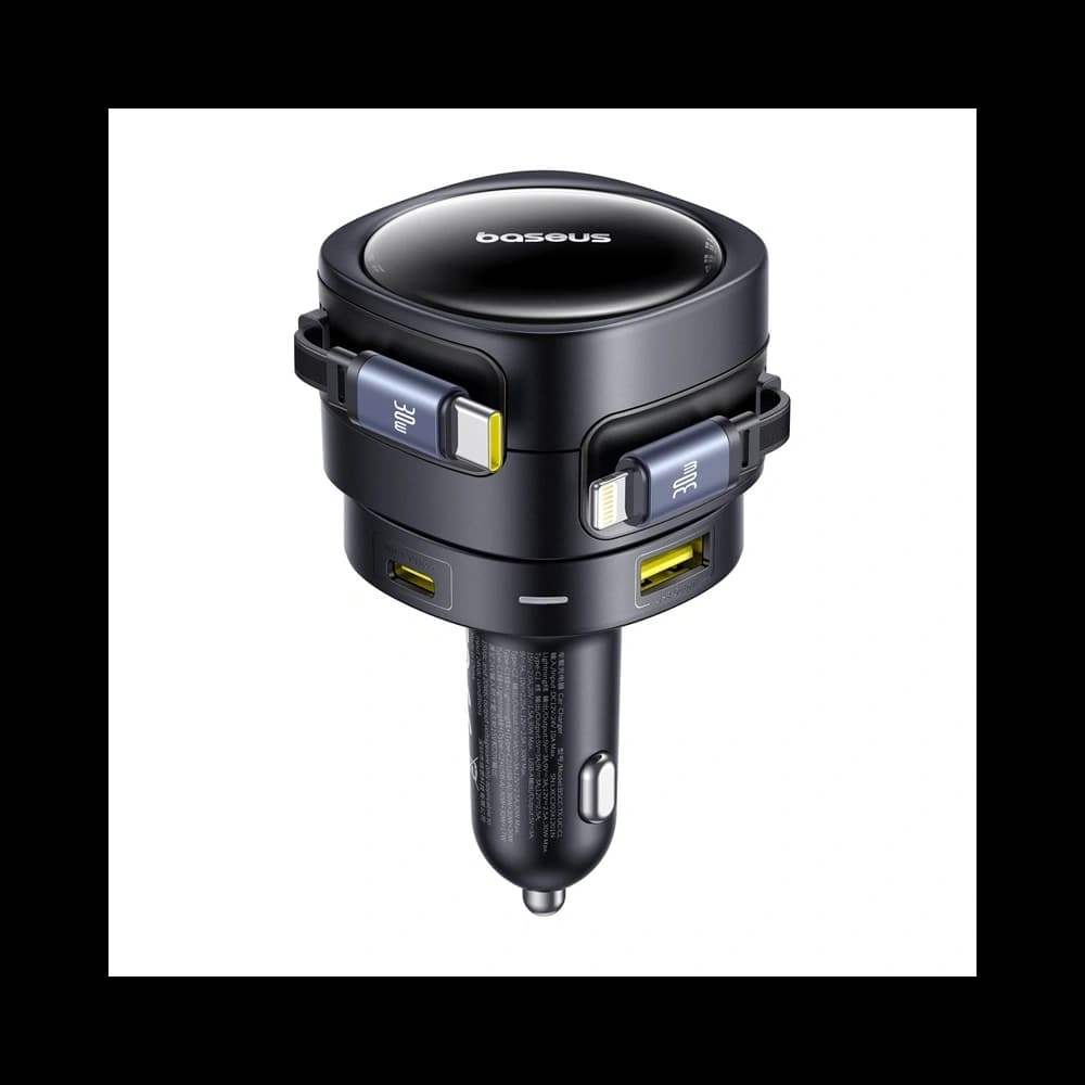 Încărcător auto Baseus Enjoyment Max USB-A, USB-C cu cabluri USB-C, Lightning 90W Negru - 3