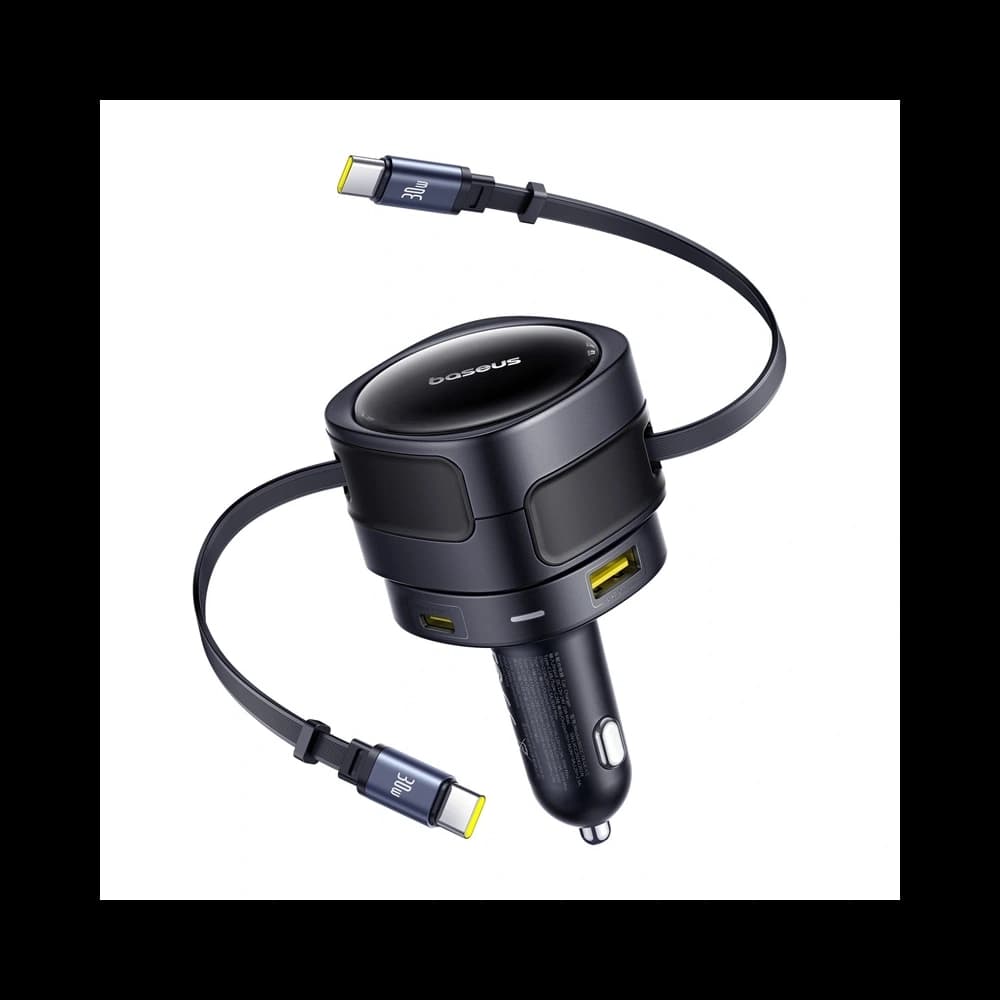 Încărcător auto Baseus Enjoyment Max USB-A, USB-C cu 2 cabluri USB-C 90W Negru - 1