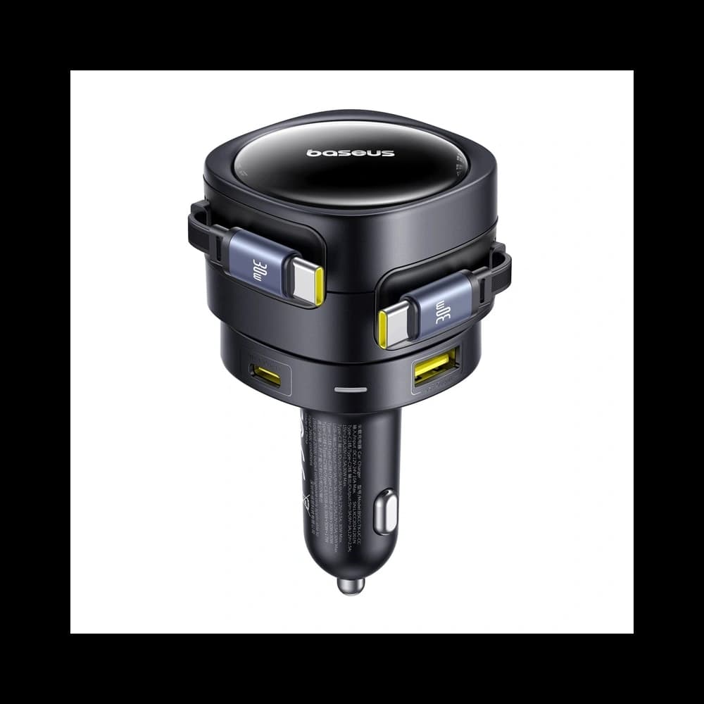 Încărcător auto Baseus Enjoyment Max USB-A, USB-C cu 2 cabluri USB-C 90W Negru - 4