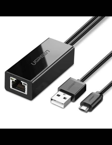 Síťový adaptér UGREEN 30985 Micro USB na RJ45, pro TV sticky a Chromecasty (černý)