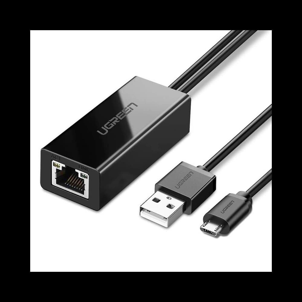 UGREEN 30985 Micro USB auf RJ45 Netzwerkadapter, für TV-Sticks und Chromecasts (schwarz) - 1