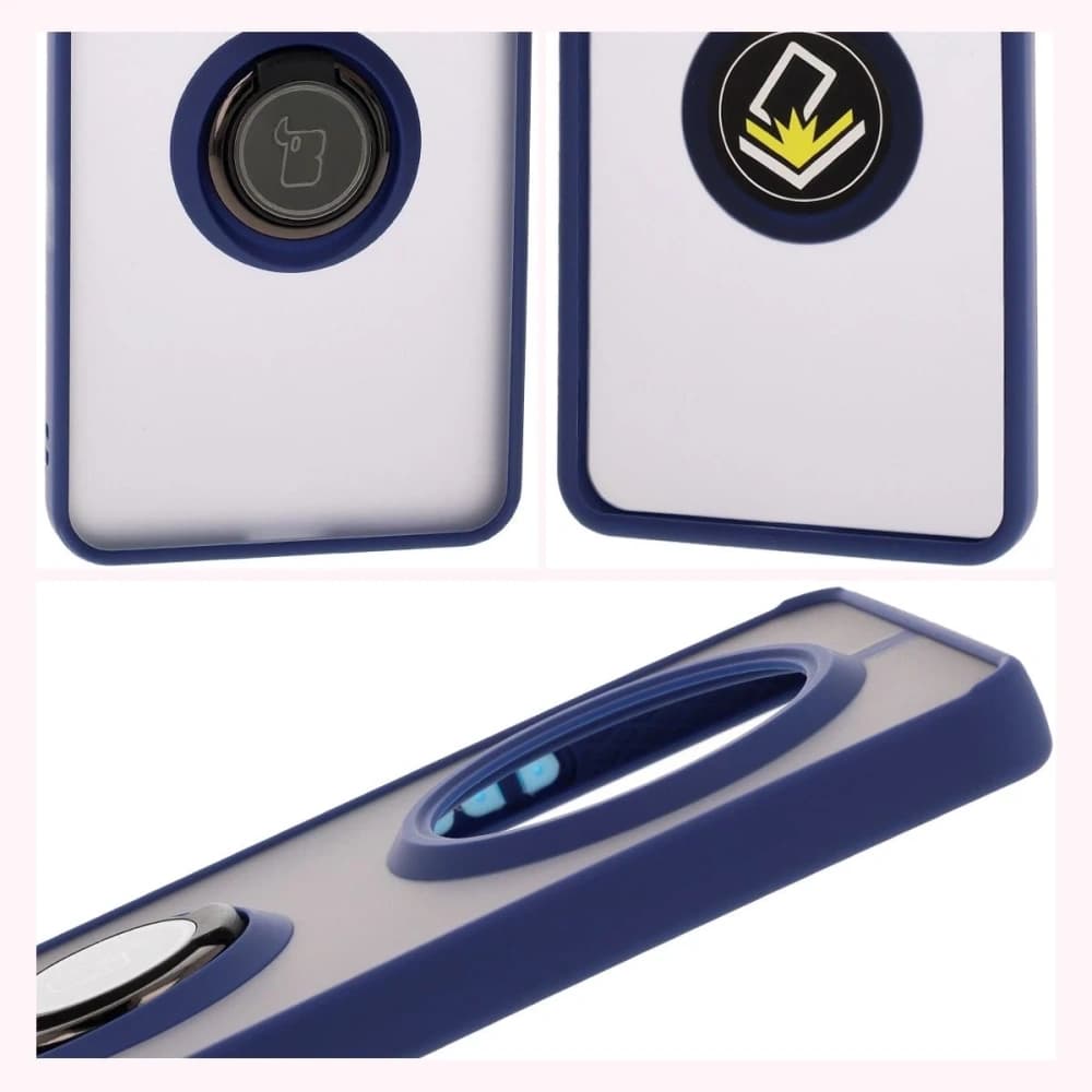 Bizon Case Hybrid Ring Realme 14 Pro 5G füstös színben, tengerészkék kerettel - 4