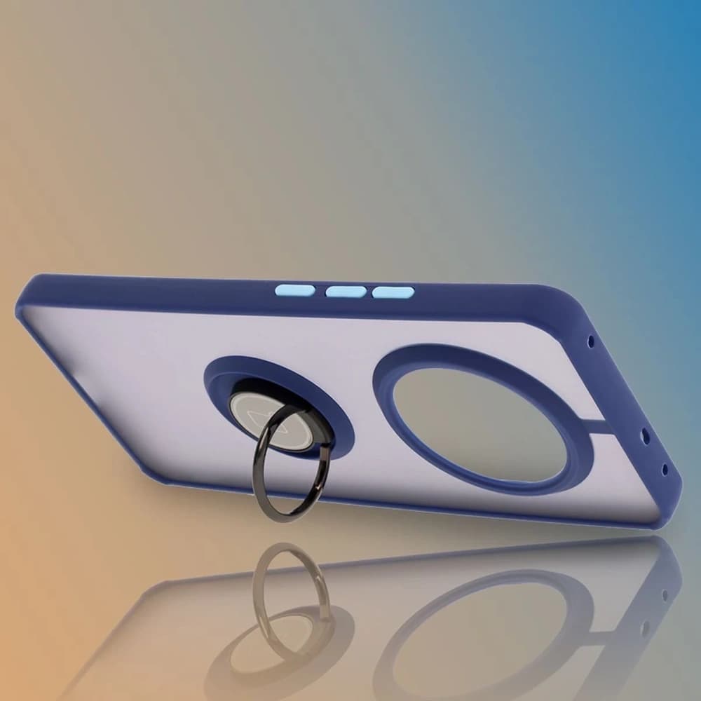 Bizon Case Hybrid Ring Realme 14 Pro 5G füstös színben, tengerészkék kerettel - 6