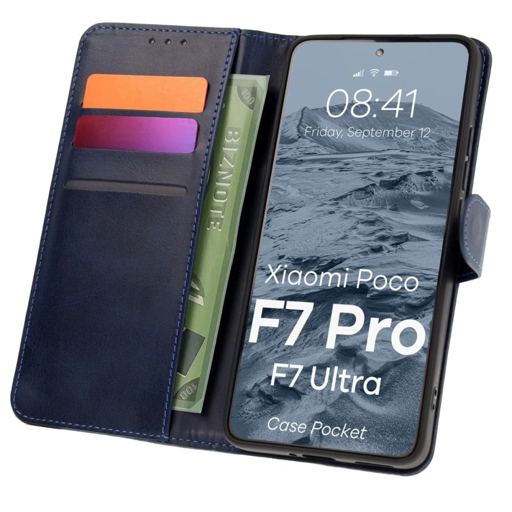 Husa Bizon Pocket pentru Xiaomi POCO F7 Pro / F7 Ultra albastru marin - 1