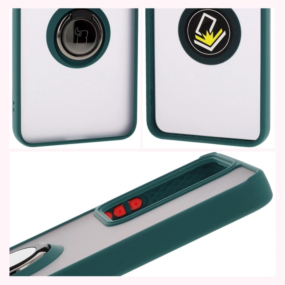 Bizon Case Hybrid Ring Realme 14 5G / 14T 5G füstös sötétzöld kerettel - 4