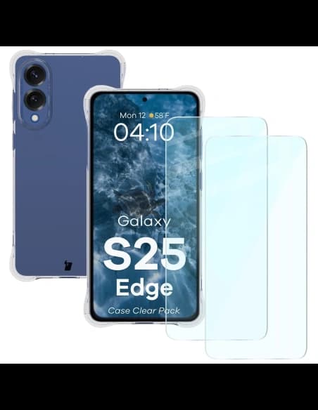 Bizon Case Clear Pack tok + 2x kijelző üveg Samsung Galaxy S25 Edge-hez