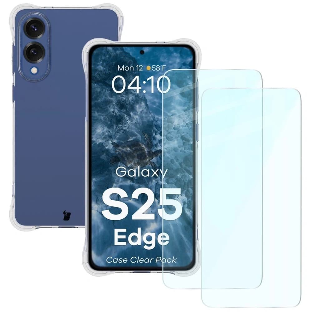 Bizon Case Clear Pack tok + 2x kijelző üveg Samsung Galaxy S25 Edge-hez - 1
