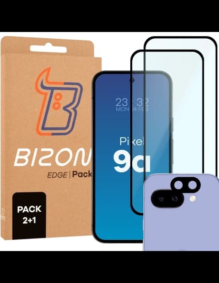 Bizon Edge 2 Pack 2x tempered glass + lens protection Pixel 9a