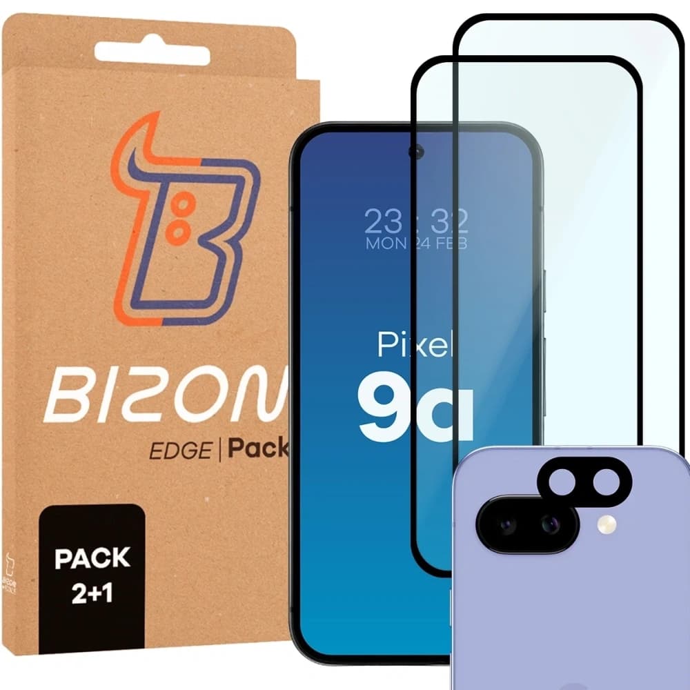 Bizon Edge 2 Pack 2x tempered glass + lens protection Pixel 9a - 1