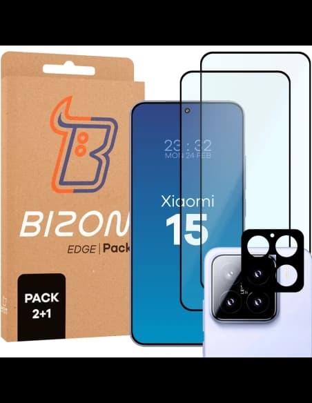 Bizon Edge 2 Pack 2x tempered glass + lens protection Xiaomi 15