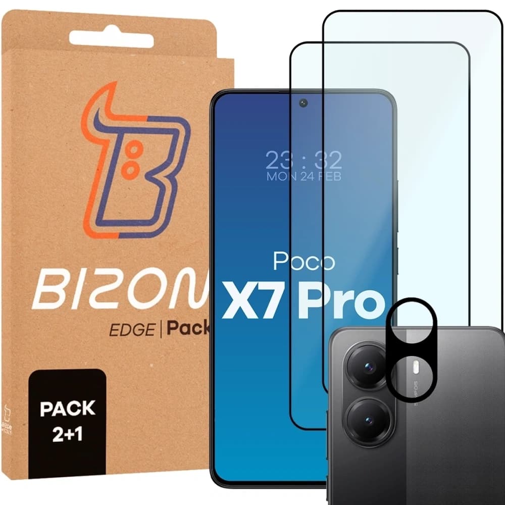 Bizon Edge 2 csomag 2x edzett üveg + lencsevédő Xiaomi POCO X7 Pro számára - 1