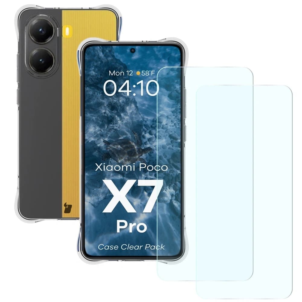 Bizon Case Clear Pack tok + 2x kijelzőüveg Xiaomi POCO X7 Pro-hoz