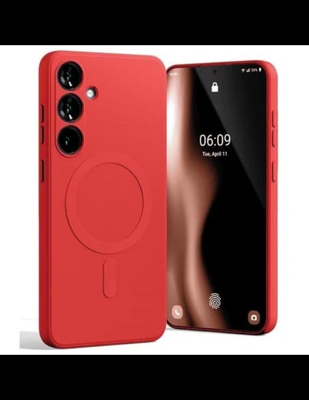 Mercury MagSafe Fél-Szilikon Tok Samsung Galaxy S24+ Plus piros