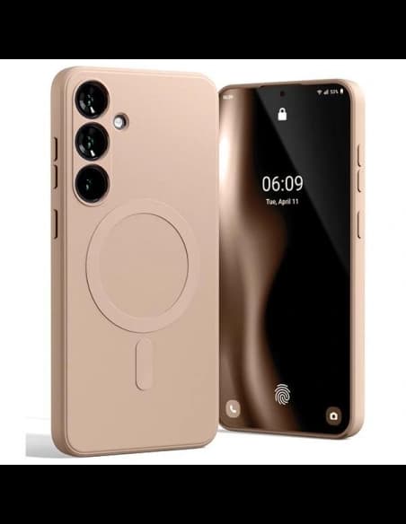 Mercury MagSafe Fél-szilikon Tok Samsung Galaxy S24+ Plus rózsaszín homok