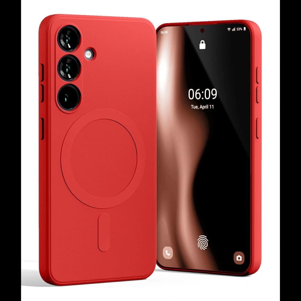 Mercury MagSafe Polosilikonový kryt pro Samsung Galaxy S25 červený - 1