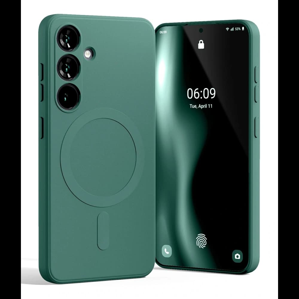 Mercury MagSafe Polosilikonový kryt pro Samsung Galaxy S25 zelený - 1