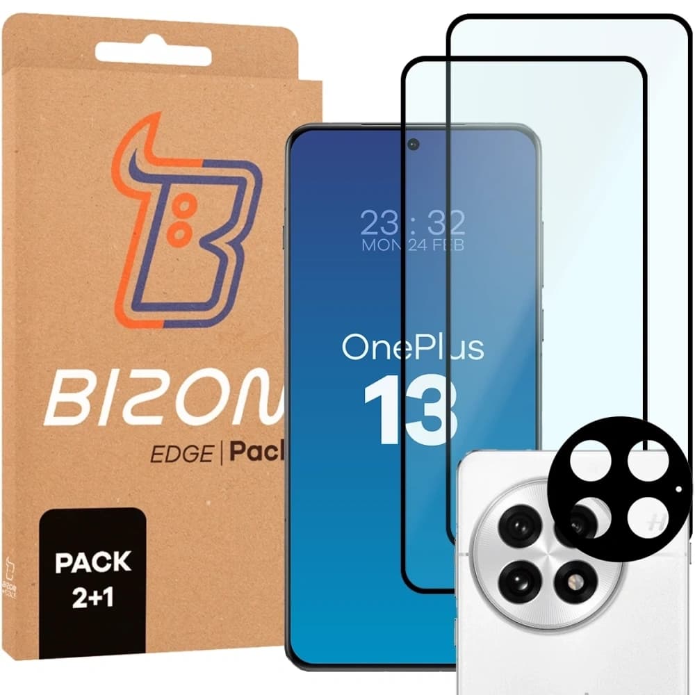 Bizon Edge 2 Pachet 2x sticlă temperată + 1x protecție pentru lentile OnePlus 13 - 1