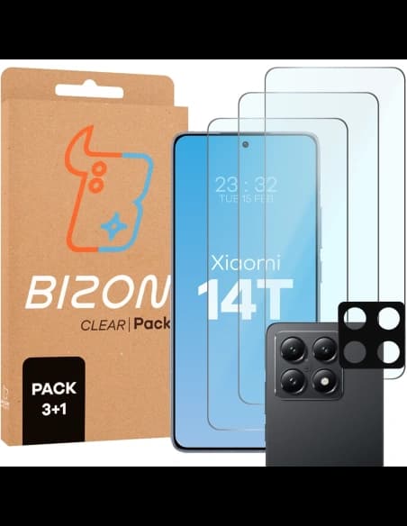 Bizon Glass Clear 2 Pachete 3x sticlă temperată + 1x protecție lentilă Xiaomi 14T
