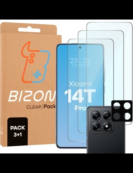 Bizon Glass Clear 2 Pachete 3x sticlă temperată + 1x protecție pentru lentile Xiaomi 14T Pro