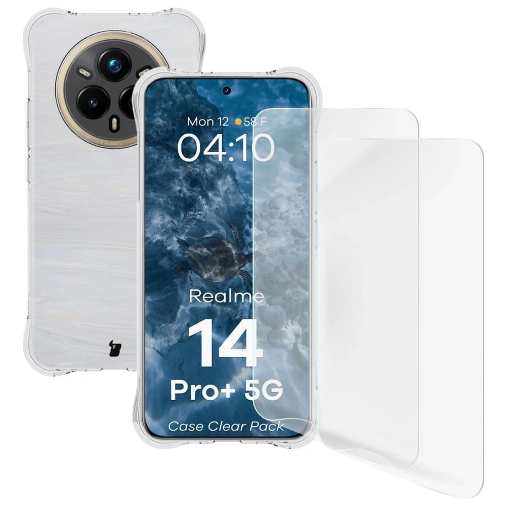Bizon Case Clear Pack tok + 2x kijelzőfólia Realme 14 Pro+ Plus 5G-hez - 1