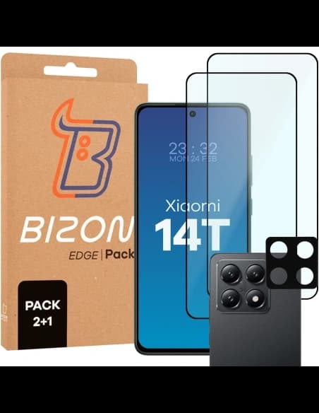 Bizon Edge 2 Pachet 2x sticlă temperată + 1x protecție pentru lentile Xiaomi 14T