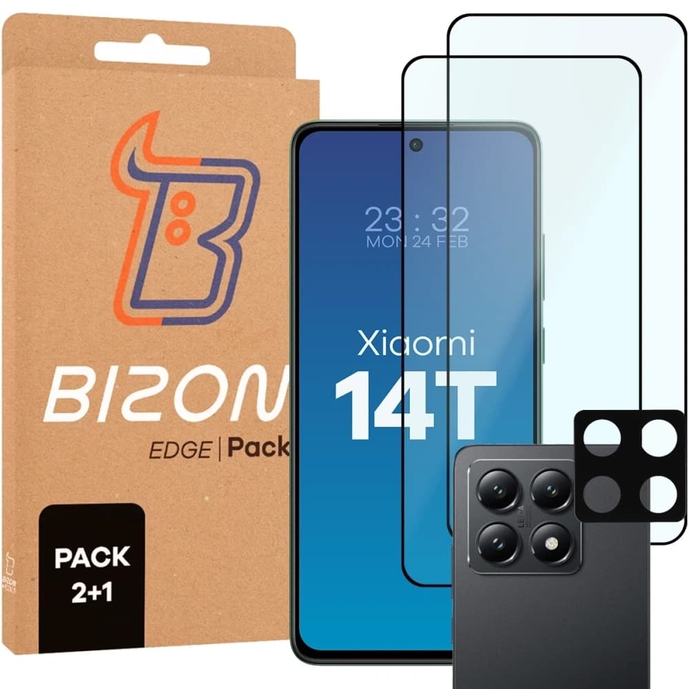Bizon Edge 2 csomag 2x edzett üveg + 1x lencsevédő Xiaomi 14T-hez - 1
