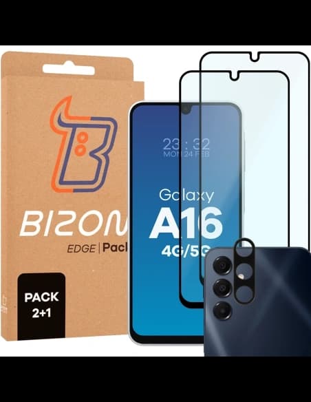 Bizon Edge 2 csomag 2x edzett üveg + 1x lencsevédő Samsung Galaxy A16 4G / 5G számára