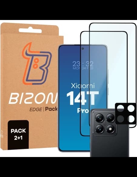 Bizon Edge 2 Pachet 2x sticlă temperată + 1x protecție pentru lentile Xiaomi 14T Pro