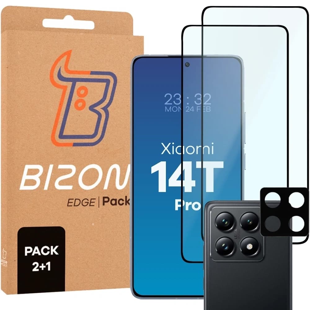Bizon Edge 2 csomag 2x edzett üveg + 1x lencsevédő Xiaomi 14T Prohoz - 1