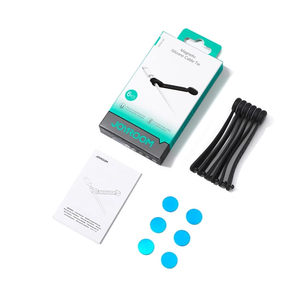 Joyroom JR-ZS422 Silikon-Kabelbinder mit Magnet Schwarz [6 PACK] - 3