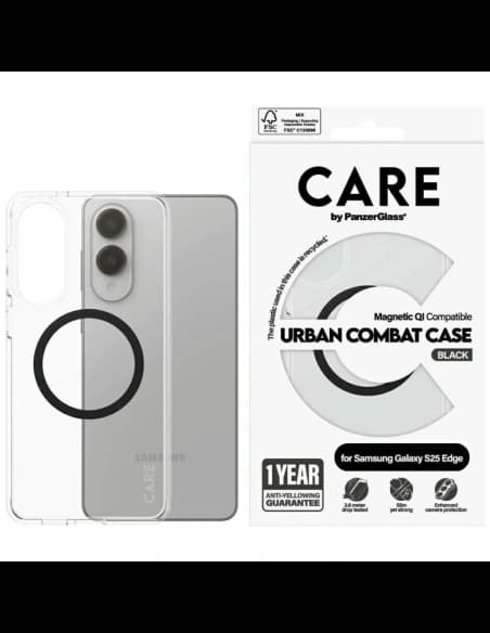 CARE by PanzerGlass Flagship Urban Combat Fekete QI Samsung Galaxy S25 Edge átlátszó