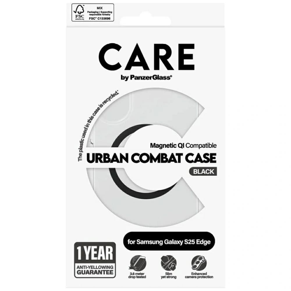 CARE von PanzerGlass Flagship Urban Combat Schwarz QI Samsung Galaxy S25 Edge klar - 4