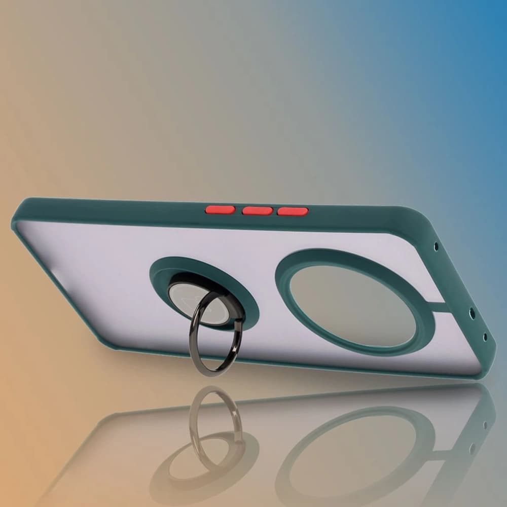 Bizon Case Hybrid Gyűrű Realme 14 Pro 5G füstös sötétzöld kerettel - 6