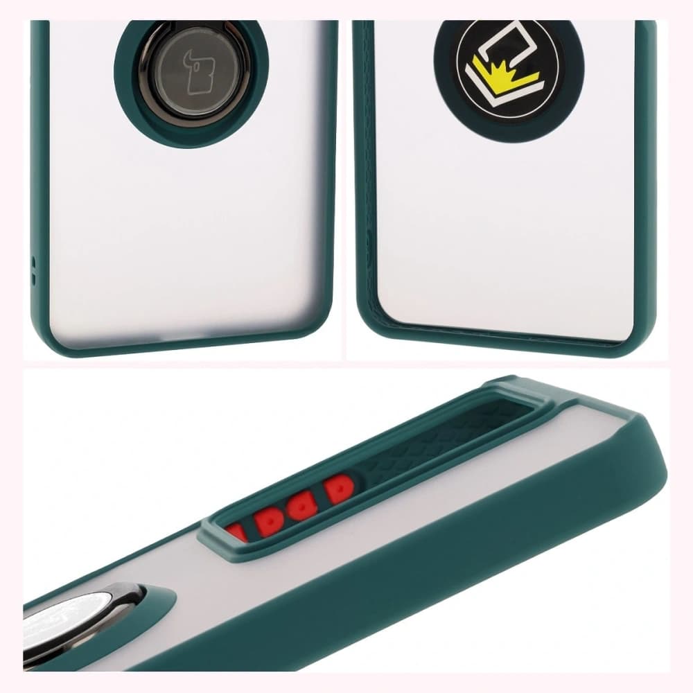 Bizon Case Hybrid Ring Realme C75 4G / 14x 5G fumuriu cu un cadru verde închis - 4