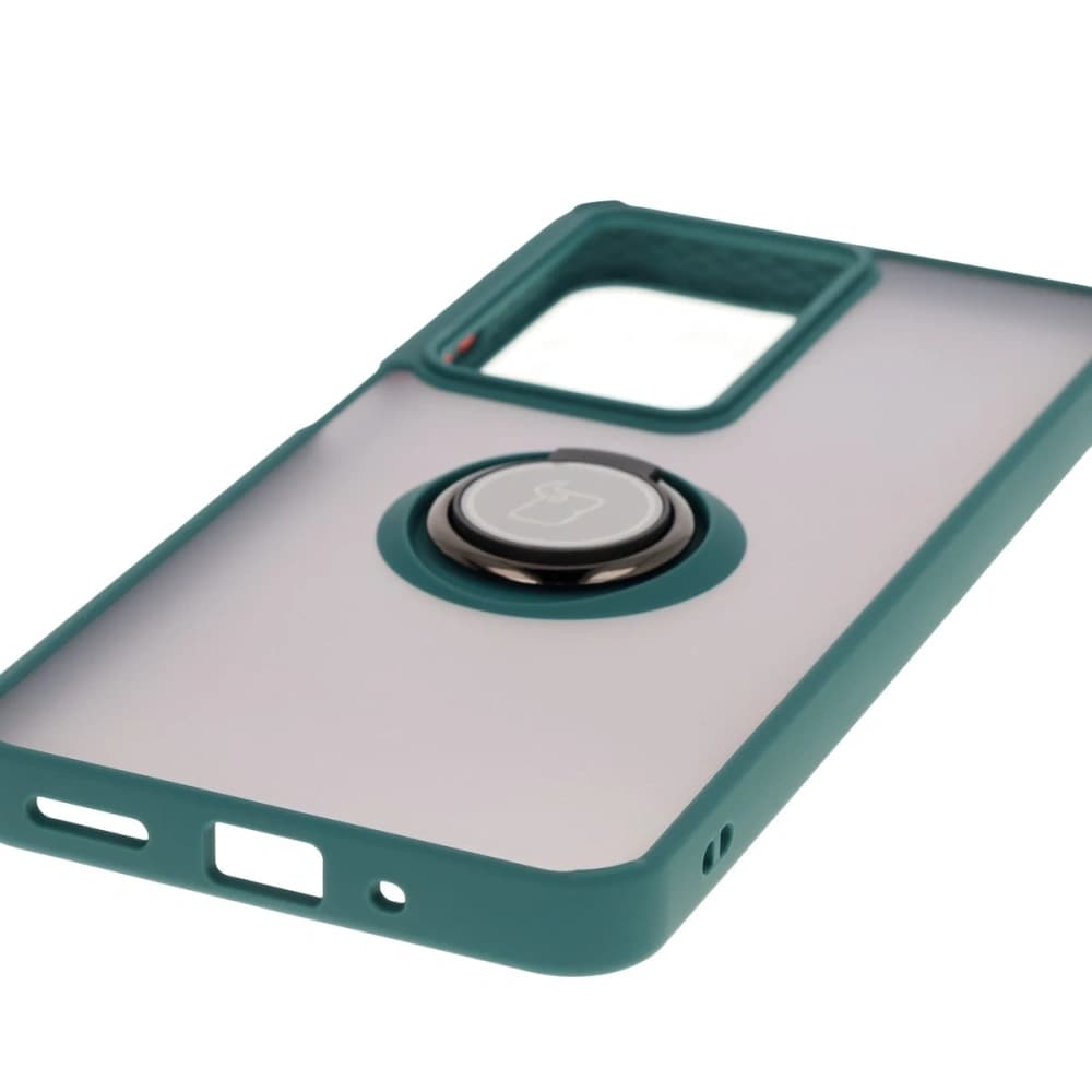 Bizon Case Hybrid Ring Realme C75 4G / 14x 5G fumuriu cu un cadru verde închis - 5