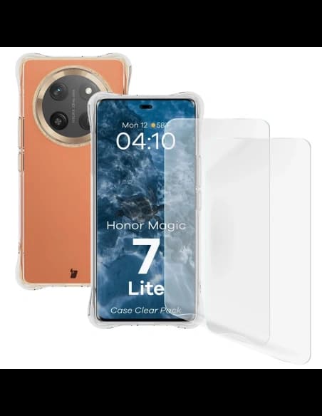 Bizon Case Clear Pack flexible case + 2x screen film Honor Magic7 Lite