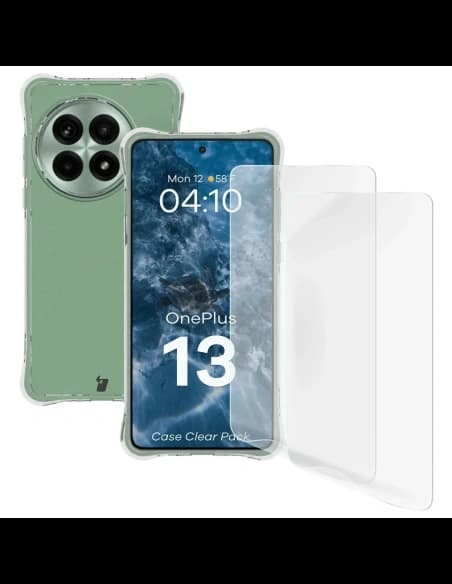 Bizon Case Clear Pack rugalmas tok + 2x kijelzőfólia OnePlus 13