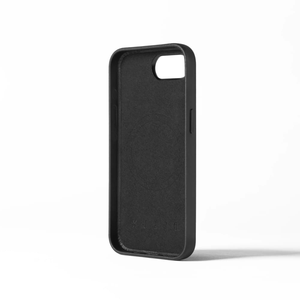 Husa complet din piele Mujjo pentru Apple iPhone 16e MagSafe (neagră) - 2