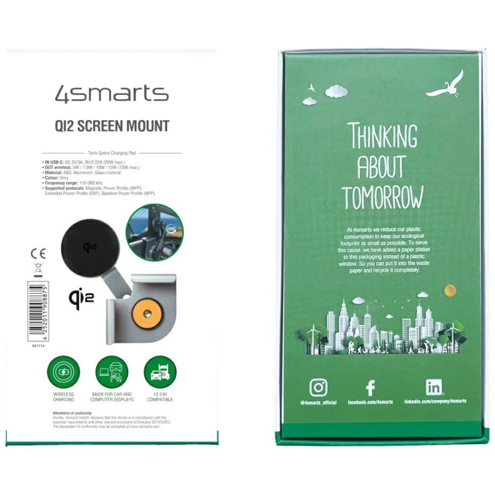 Suport magnetic 4smarts Mount Qi2 pentru smartphone-uri MagSafe Gri - 7