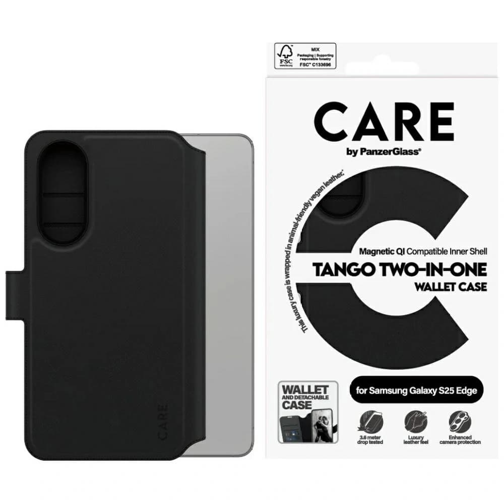 CARE von PanzerGlass Feature Tango 2w1 Wallet Qi Samsung Galaxy S25 Edge schwarz - 1