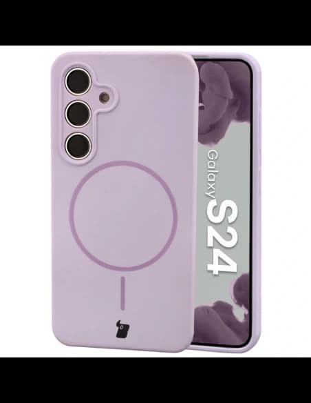 Husa moale Bizon cu magnet pentru Samsung Galaxy S24, violet deschis