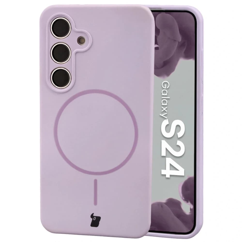 Husa moale Bizon cu magnet pentru Samsung Galaxy S24, violet deschis - 1
